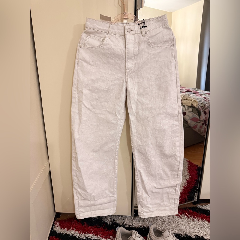 ZARA White Waxed Cracked Jeans Relaxed Fit Size 2 NEW! - Picture 7 of 15